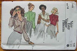 7008 VERY EASY VOGUE SHORT - LONG SLEEVE BUTTON COLLAR BLOUSE PATTERN 8 UNCUT or 10 Cut choice